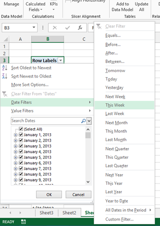 Excel 2013 Date Filter